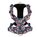 Pure cotton pet chest harness with pull-resistant strap in floral pattern