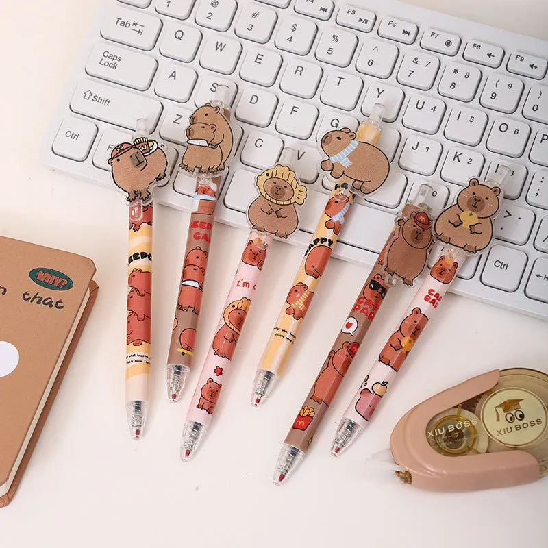 Cartoon bear design gel pens in 48-piece set with plastic shells and carbon black refills