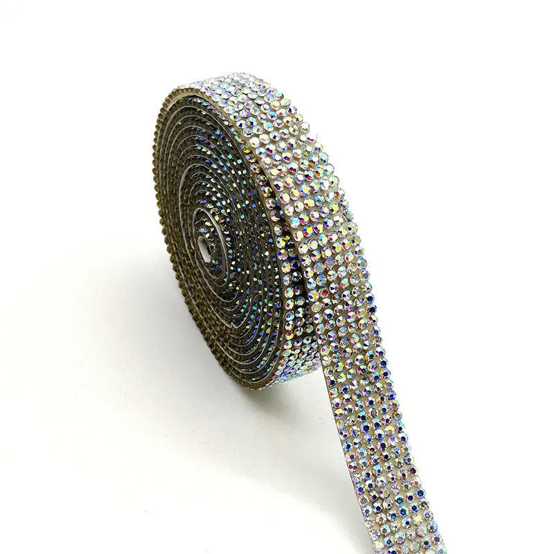 Self-adhesive water drill strips for clothing decoration in white and AB colour options