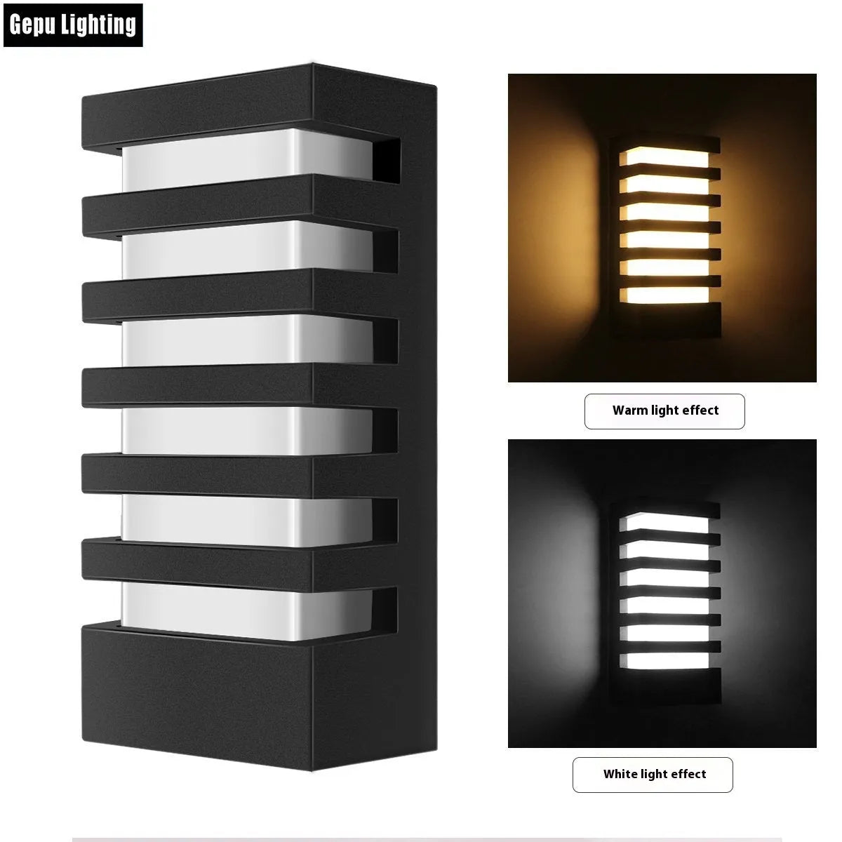 Modern minimalist black outdoor wall lamp with aluminium alloy construction and IP55 rating.