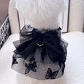 Black gauze princess tulle skirt for a small dog or cat on a white background.