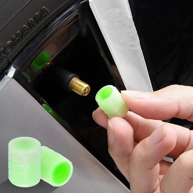 Rubber luminous car valve caps with 16mm diameter for general vehicle tyres