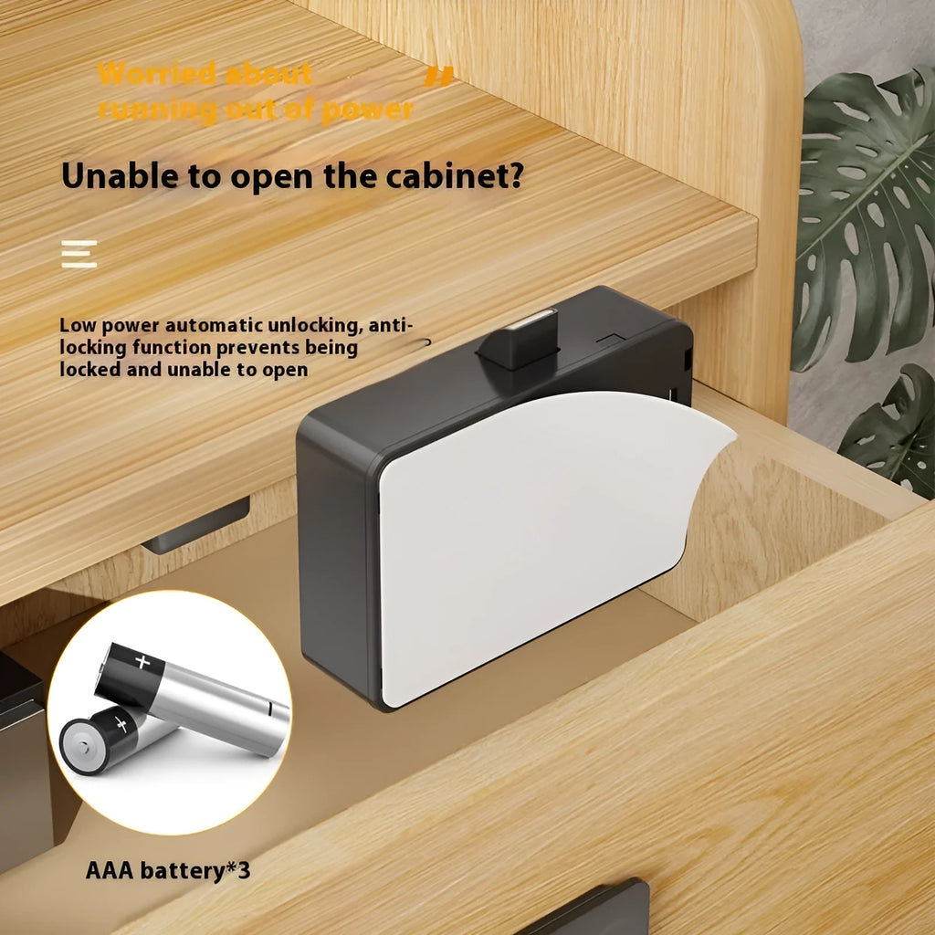 F079 punch-free invisible electronic drawer lock with keys for household and office storage