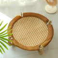 Brown woven rattan pet hammock measuring 46x46x17.5cm for cats and small dogs