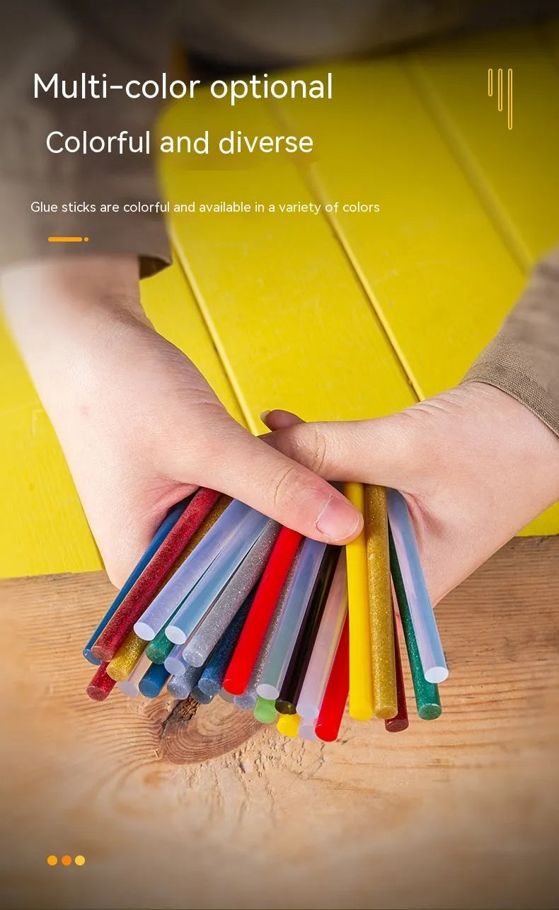 Pack of 55 transparent EVA hot glue sticks measuring 7mm by 100mm.