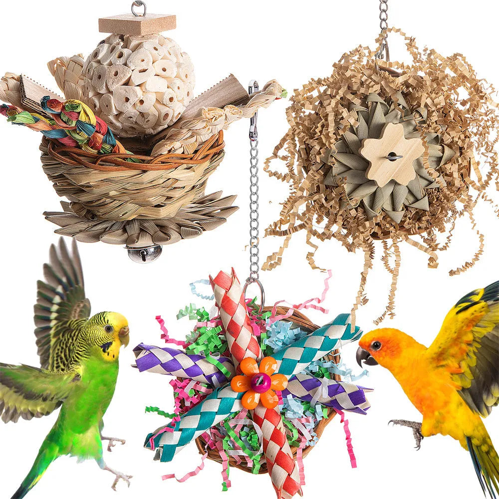 Parrot gnawing molar chewing toy for small to medium birds with textured surface