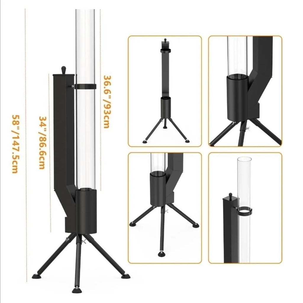 Vertical iron wood burning rocket furnace heating stove for courtyard installation