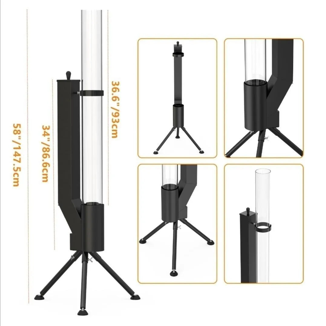 Vertical iron wood burning rocket furnace heating stove for courtyard installation