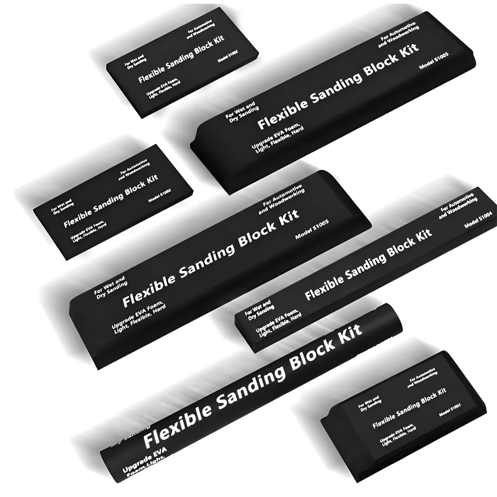 Seven frosted black EVA building blocks with metal construction for architectural modelling