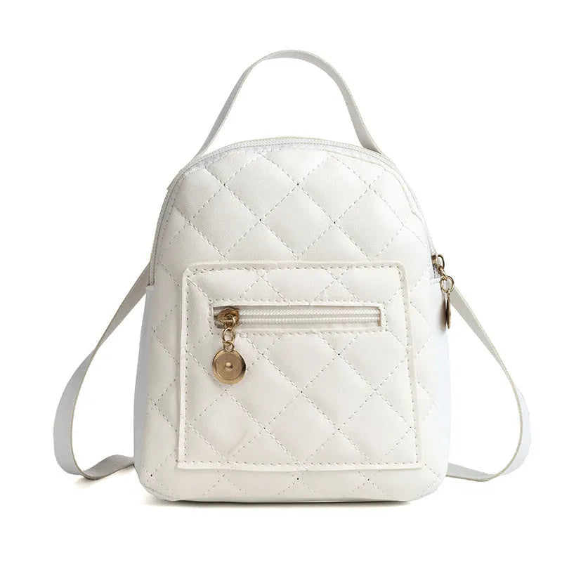 Girls' Korean style embroidered hard case backpack in black, pink and white colours with square shape