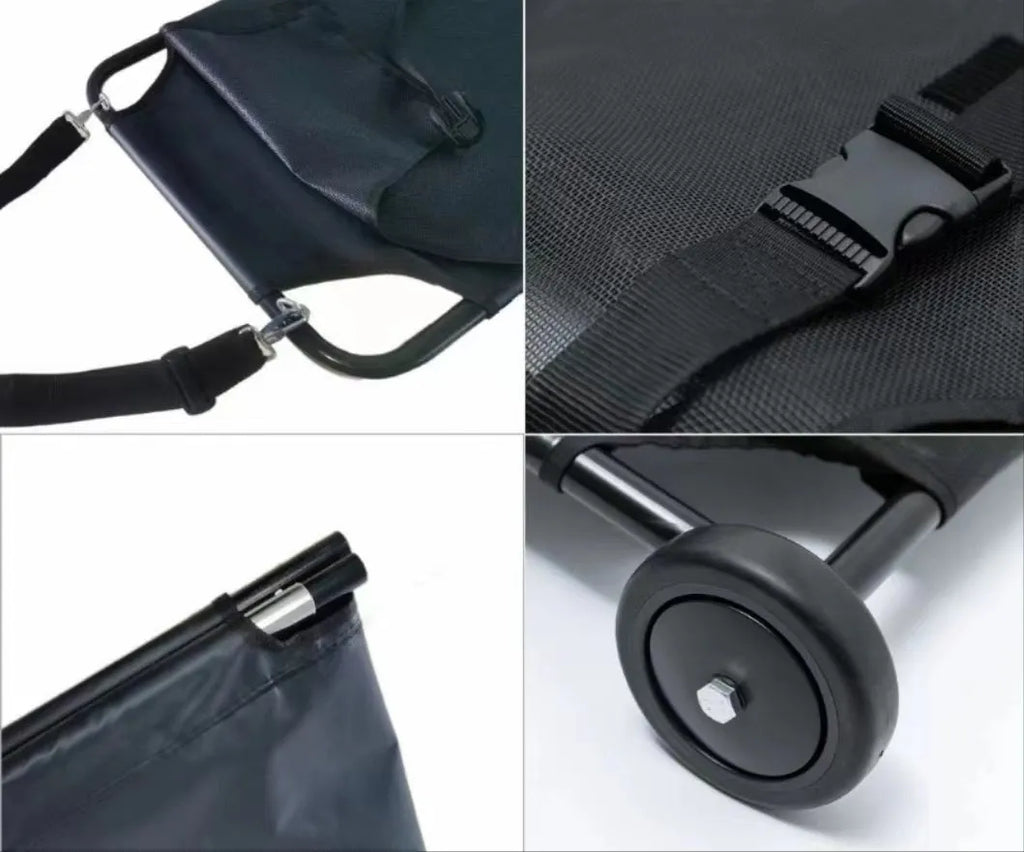Black aluminium alloy pet stretcher for large dogs in emergency transport situations
