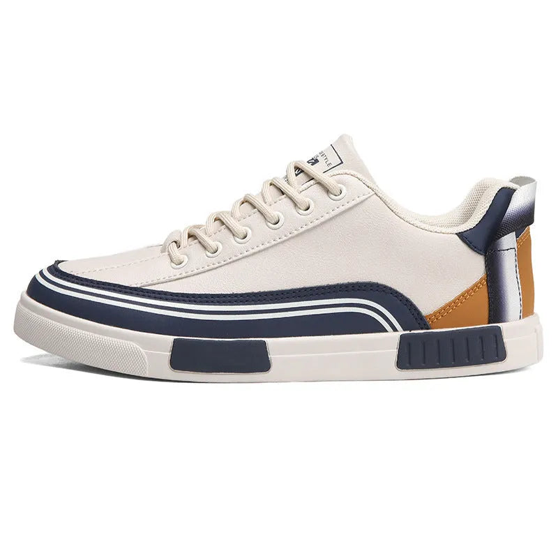 Men's canvas casual shoes with mesh panels in beige and white with green colour options