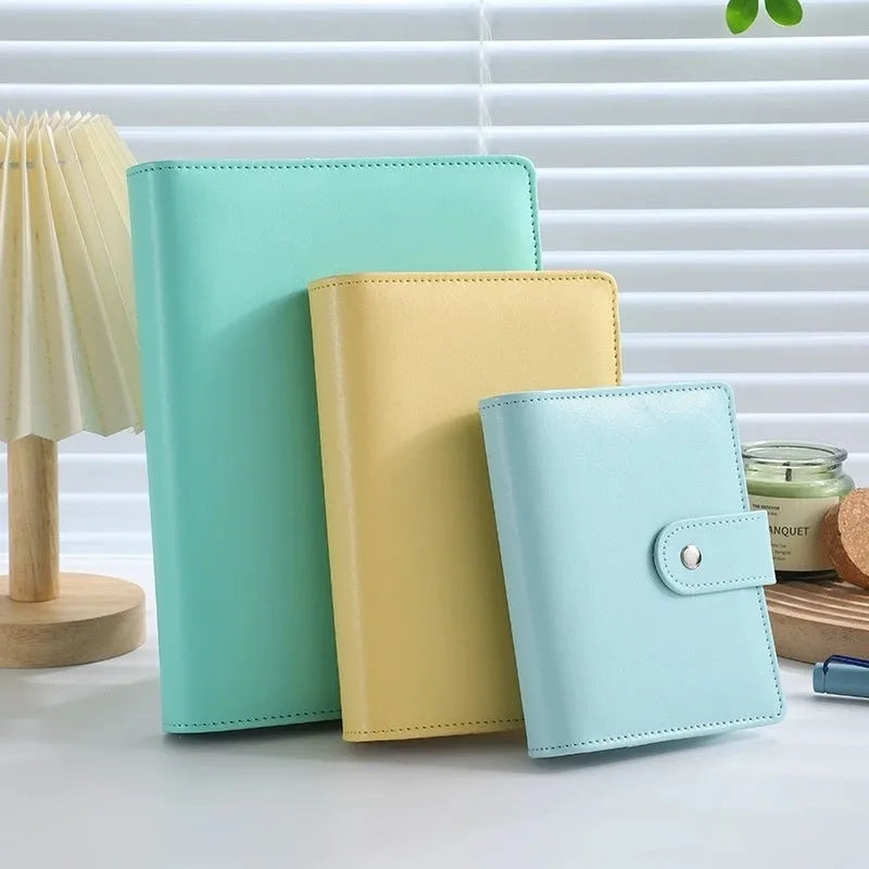 A5 solid colour PU leather notebook shell with zipper closure for loose-leaf binders
