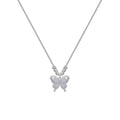 Women's silver butterfly necklace on a cross chain, made from 925 sterling silver with an adjustable length.