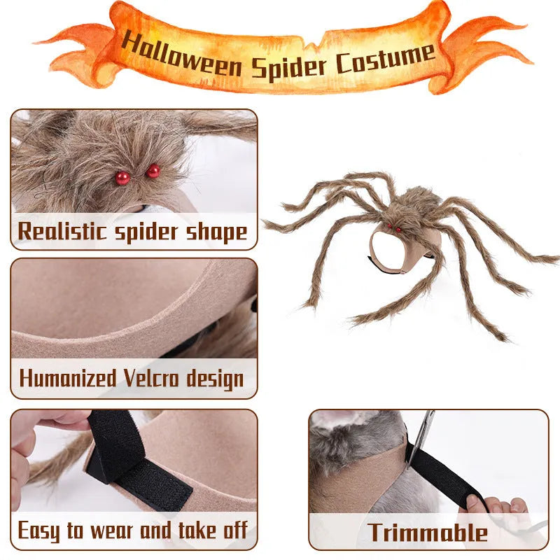 Halloween spider costume for pet dog or cat in polyester material