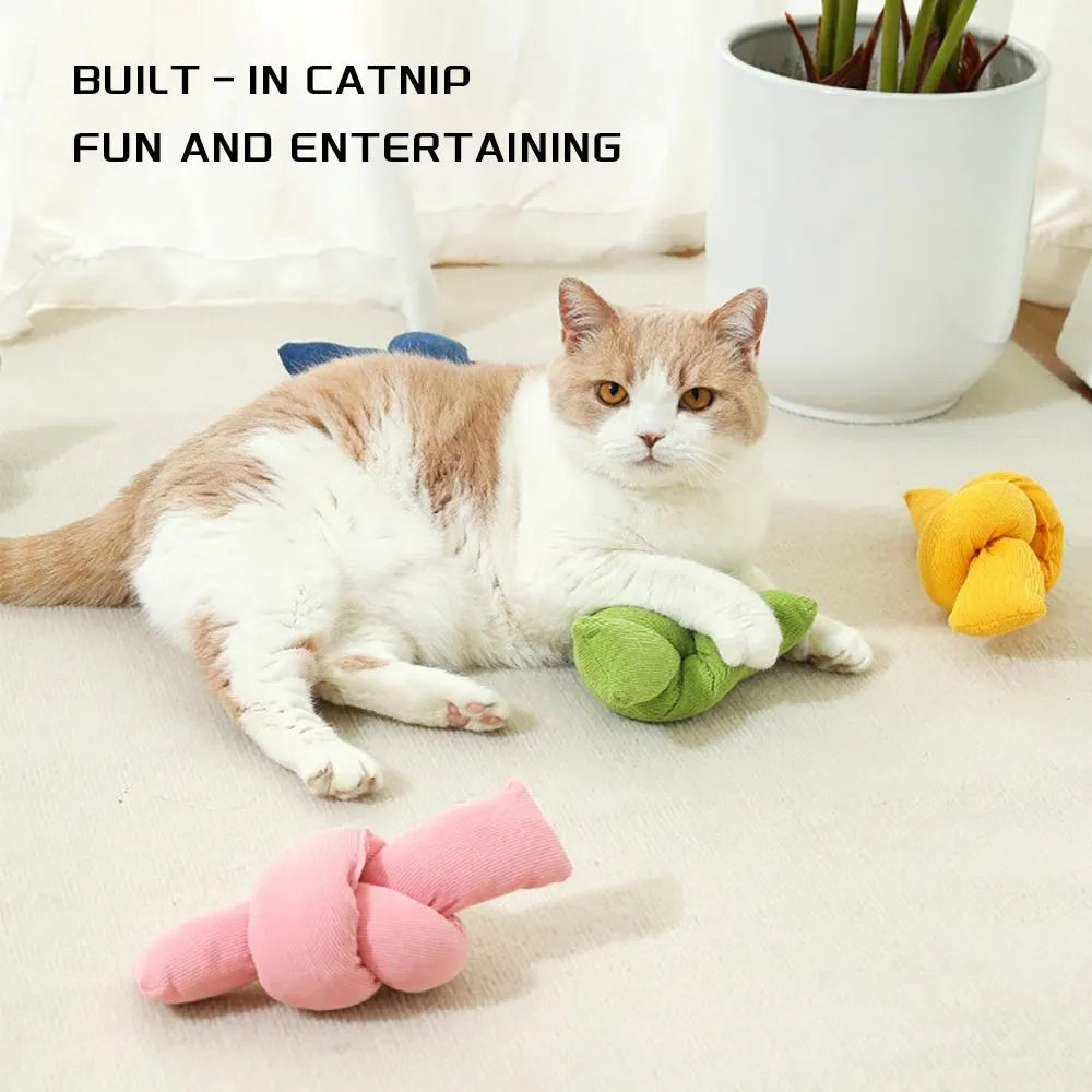 White knotted cotton rope dog toy for chewing and tug of war play.