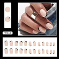 Black and white frosted false nails with Mandarin duck colour pattern and plastic protective armour
