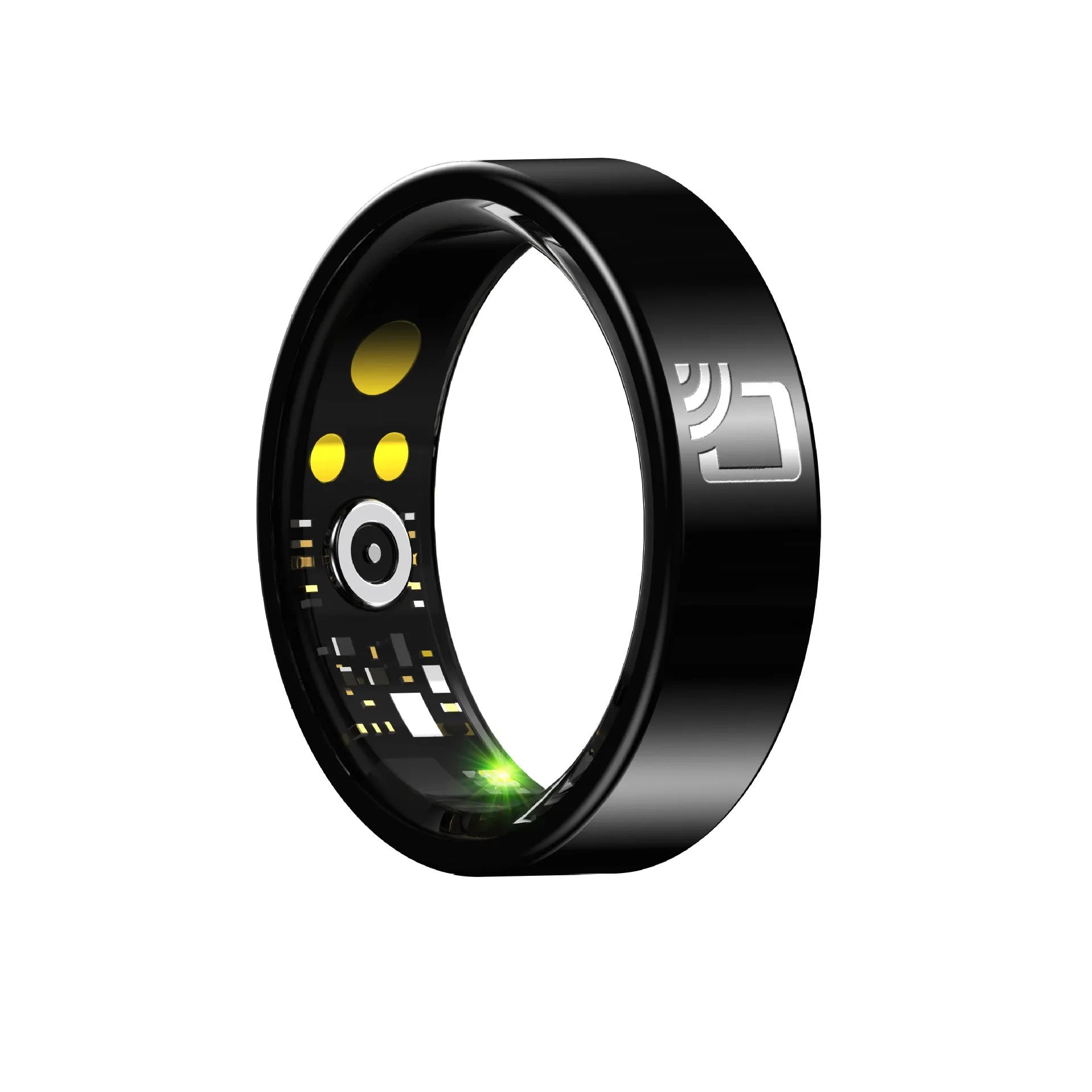 Black ceramic smart ring for heart rate, blood oxygen, and sleep monitoring with waterproof design