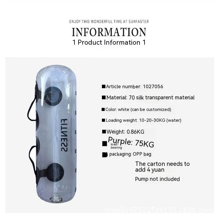 Transparent PVC inflatable water dumbbell bag for adjustable weight strength training