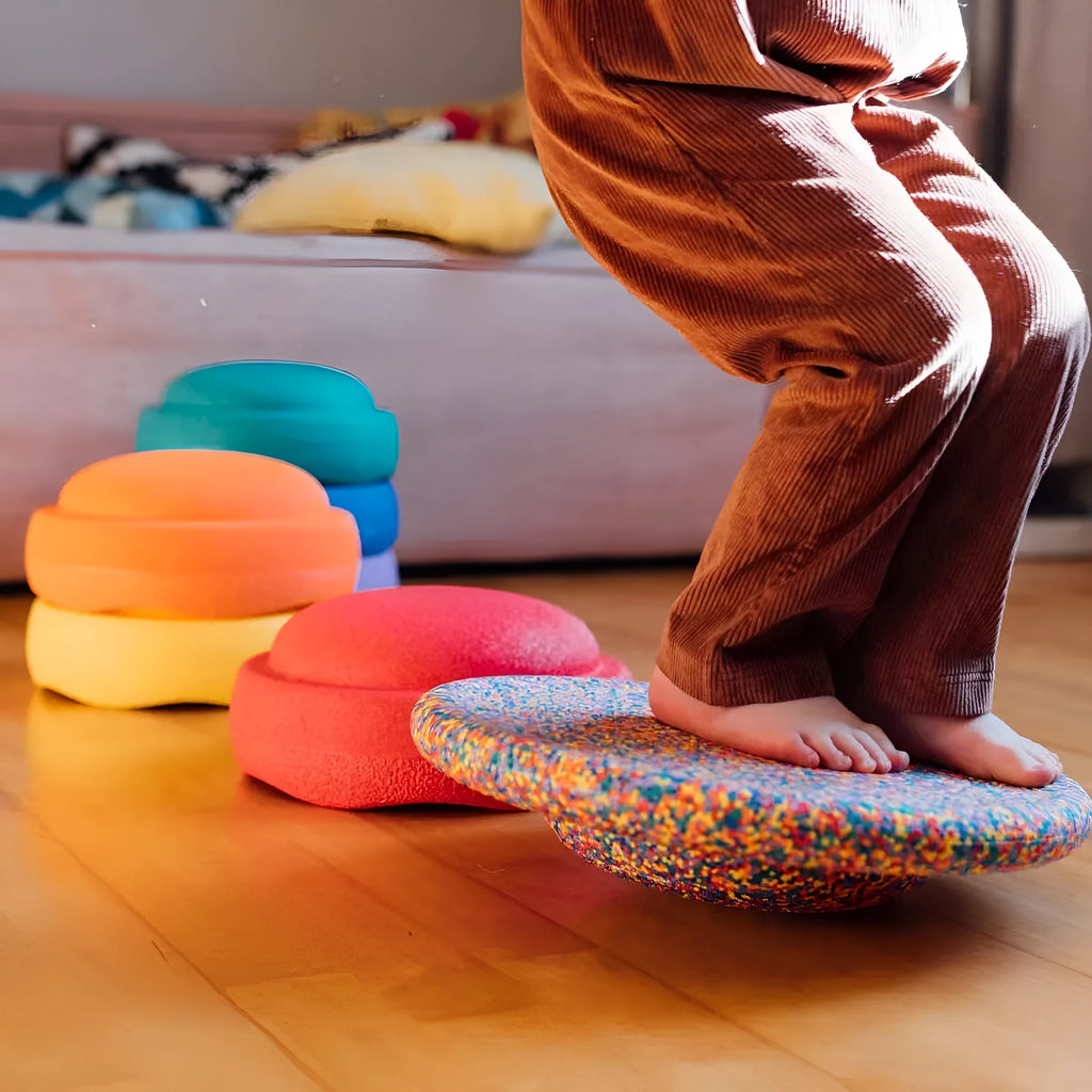 Plastic wood surf balance board for children aged 4 to 6 years in mixed colour finish