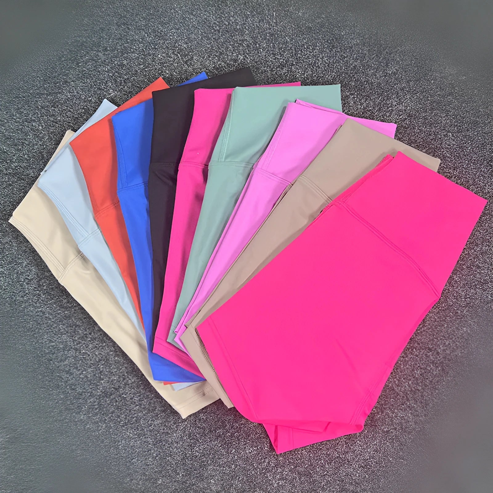 Ladies high waist yoga shorts in nylon fabric available in multiple colours