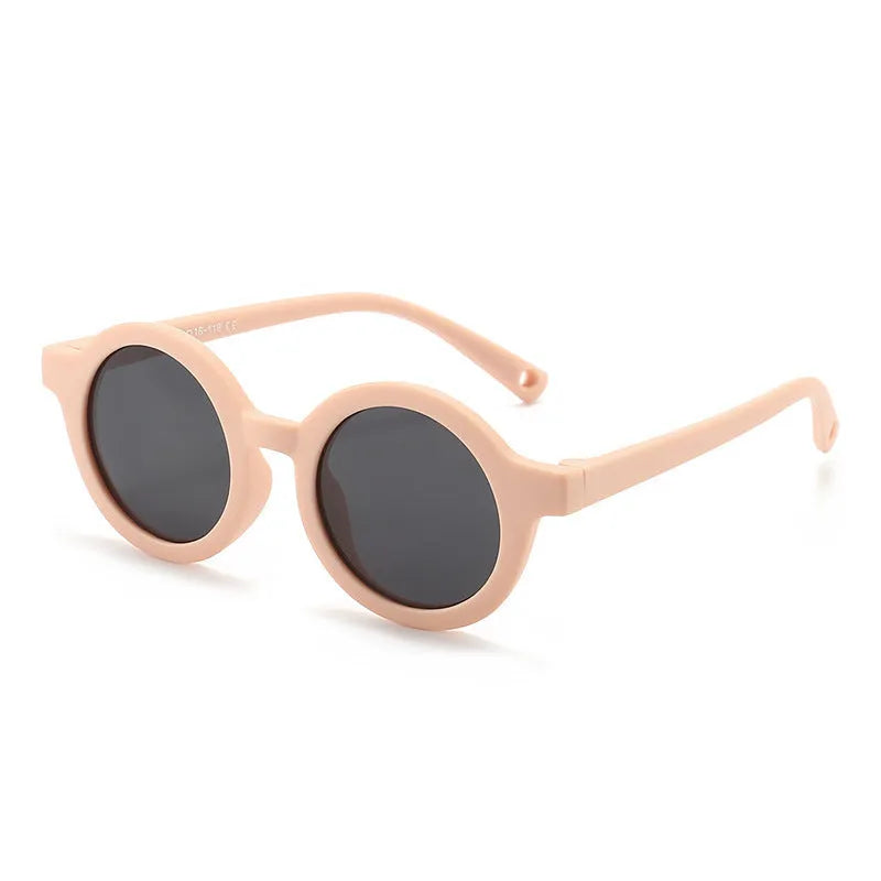 Children's silicone sunglasses for ages 0-3 with round frame and UV400 protection