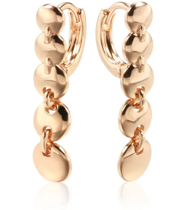 Gold retro woven circle earrings with geometric copper construction
