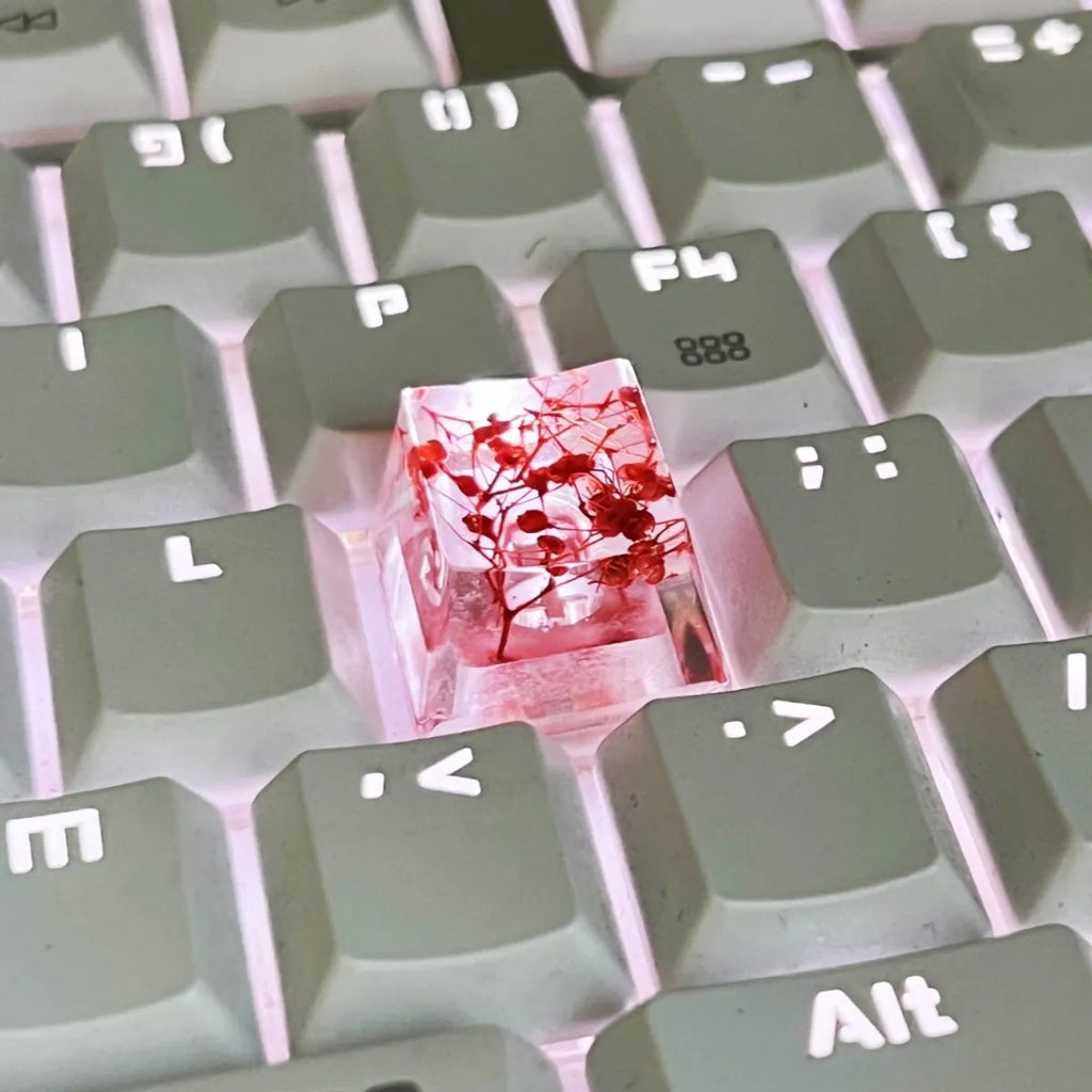 Transparent resin mechanical keyboard keycap with starry sky design in four colour options