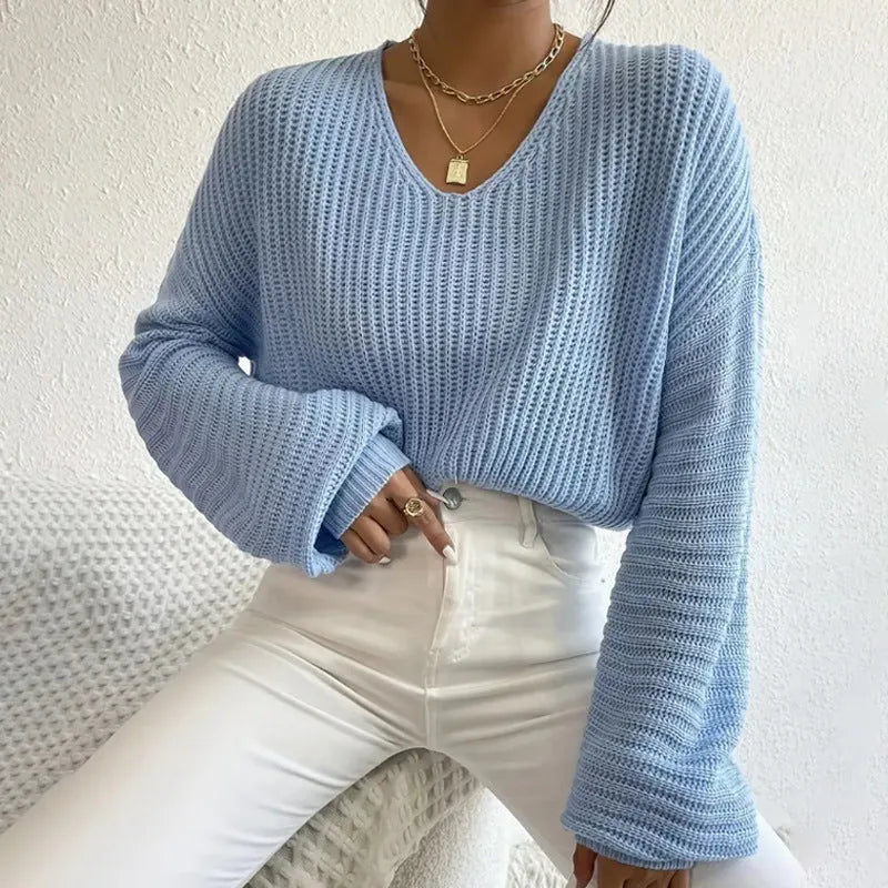 Women's solid colour polyester pullover jumper in five colour options with long sleeves