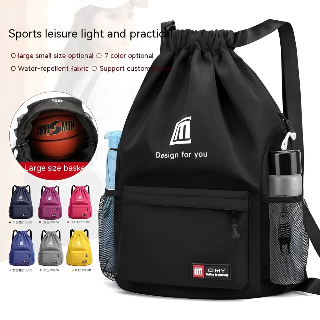 Oxford fabric drawstring backpack in multiple colours with water-repellent properties and internal phone pocket