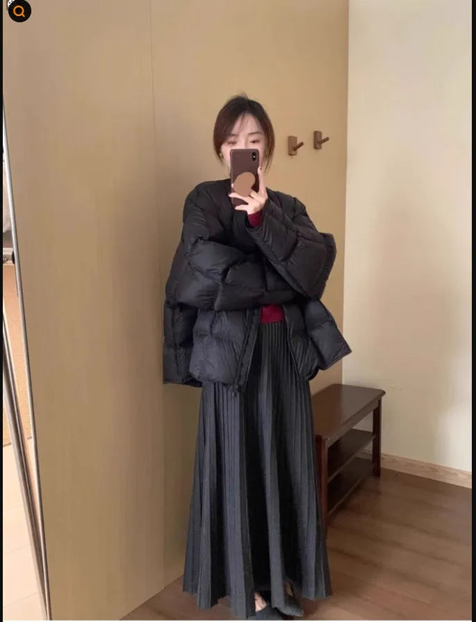 Women's dark grey knitted dress suit two-piece set with ethnic style patterns and free size fit