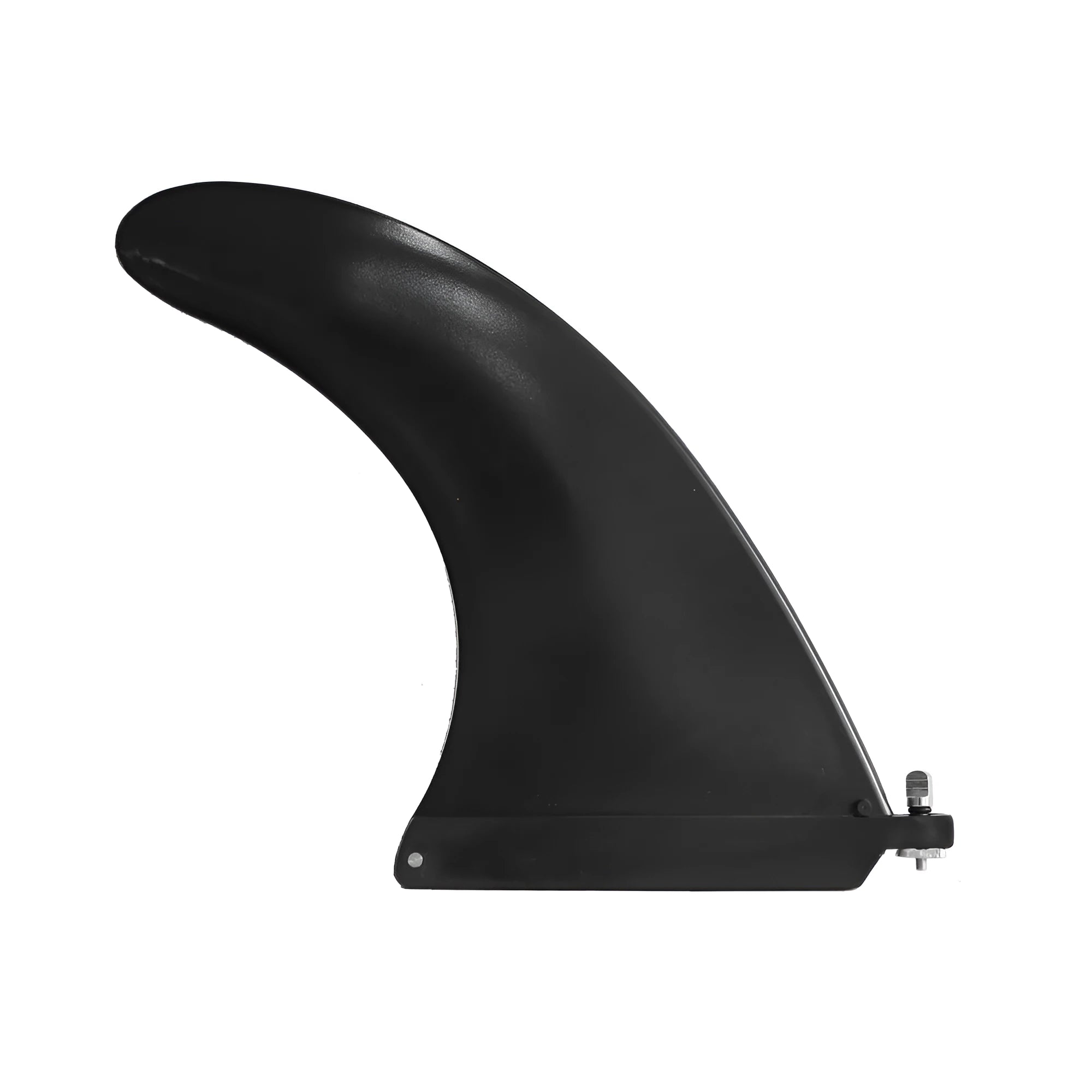 SUP paddle with large removable plastic fish fins showing screw attachment system