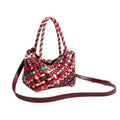 Women's handmade woven PU shoulder bag in fashion colour with woven detail and shoulder strap