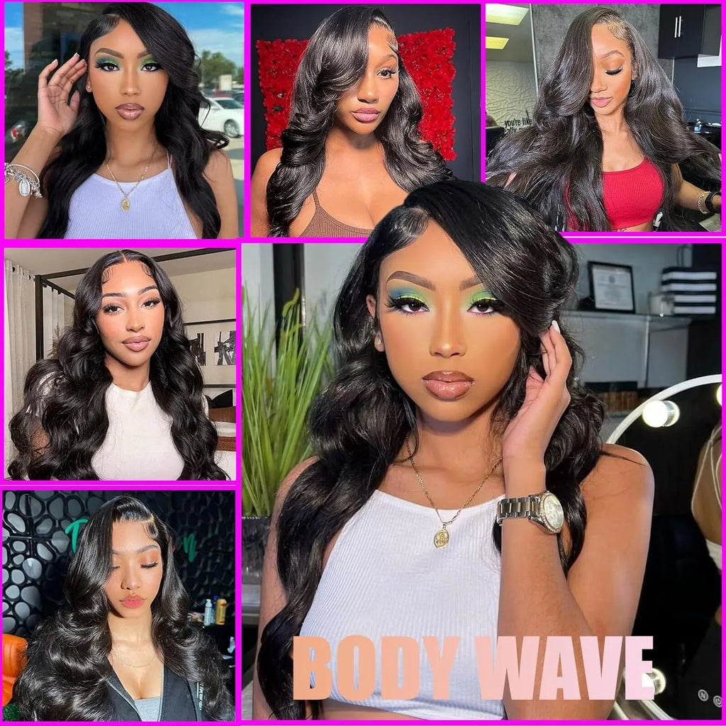 Black medium-long curly wave full-head synthetic wig with natural hairline presentation