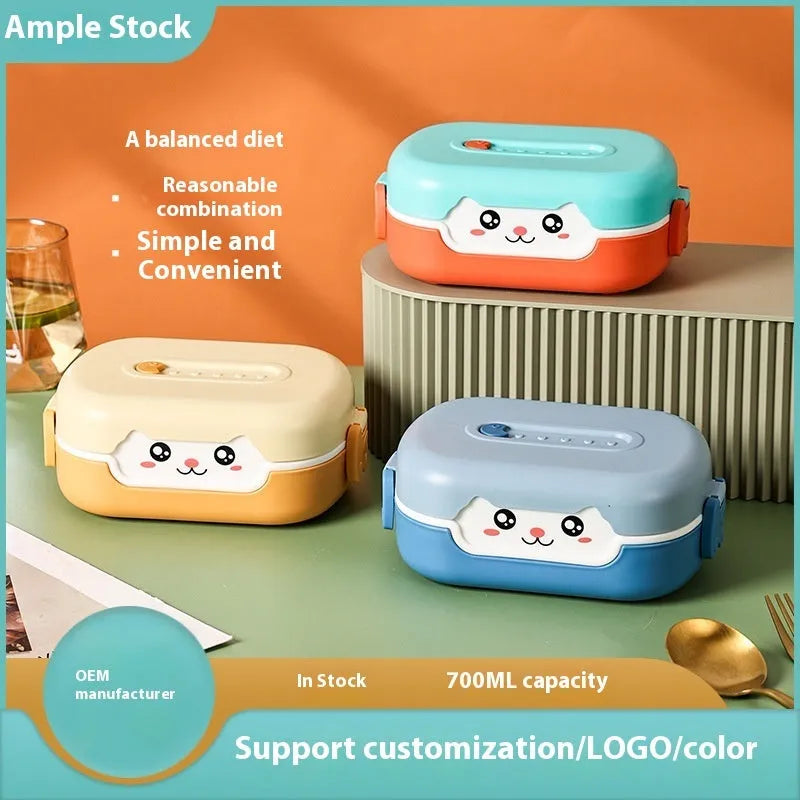 Square divided lunch box in solid colours with compartmentalised interior design
