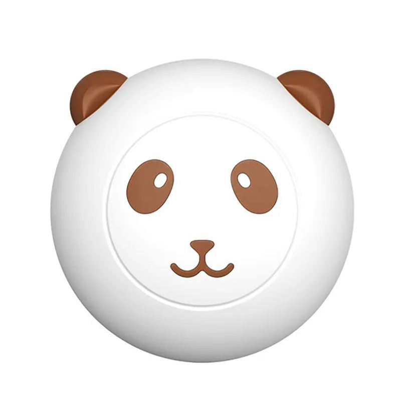 Panda-shaped silicone pet shower brush with soft bristles for bathing cats and dogs.