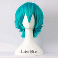 Short anime-style cosplay wig for men in high-temperature fibre with a lengthened hair tail.