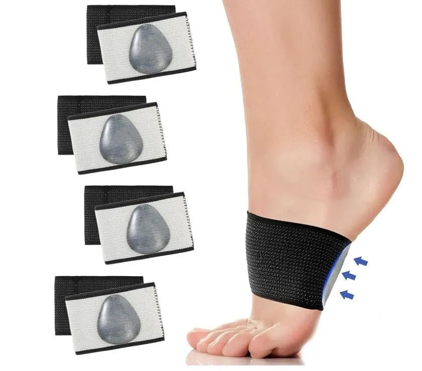 Elastic foot bandage with heart-shaped arch support pad for flat feet relief