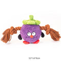 Green interactive dog toy with plush fabric, rope knots, and built-in squeaker for tug of war games