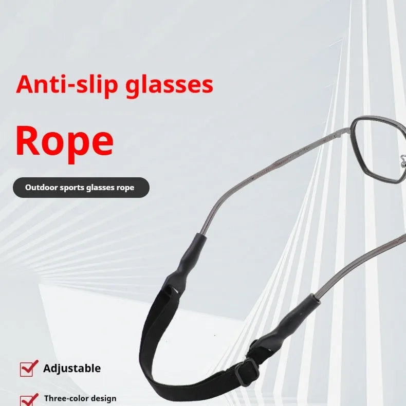 Black adjustable glasses cord with silicone earpiece hooks for anti-slip eyewear retention