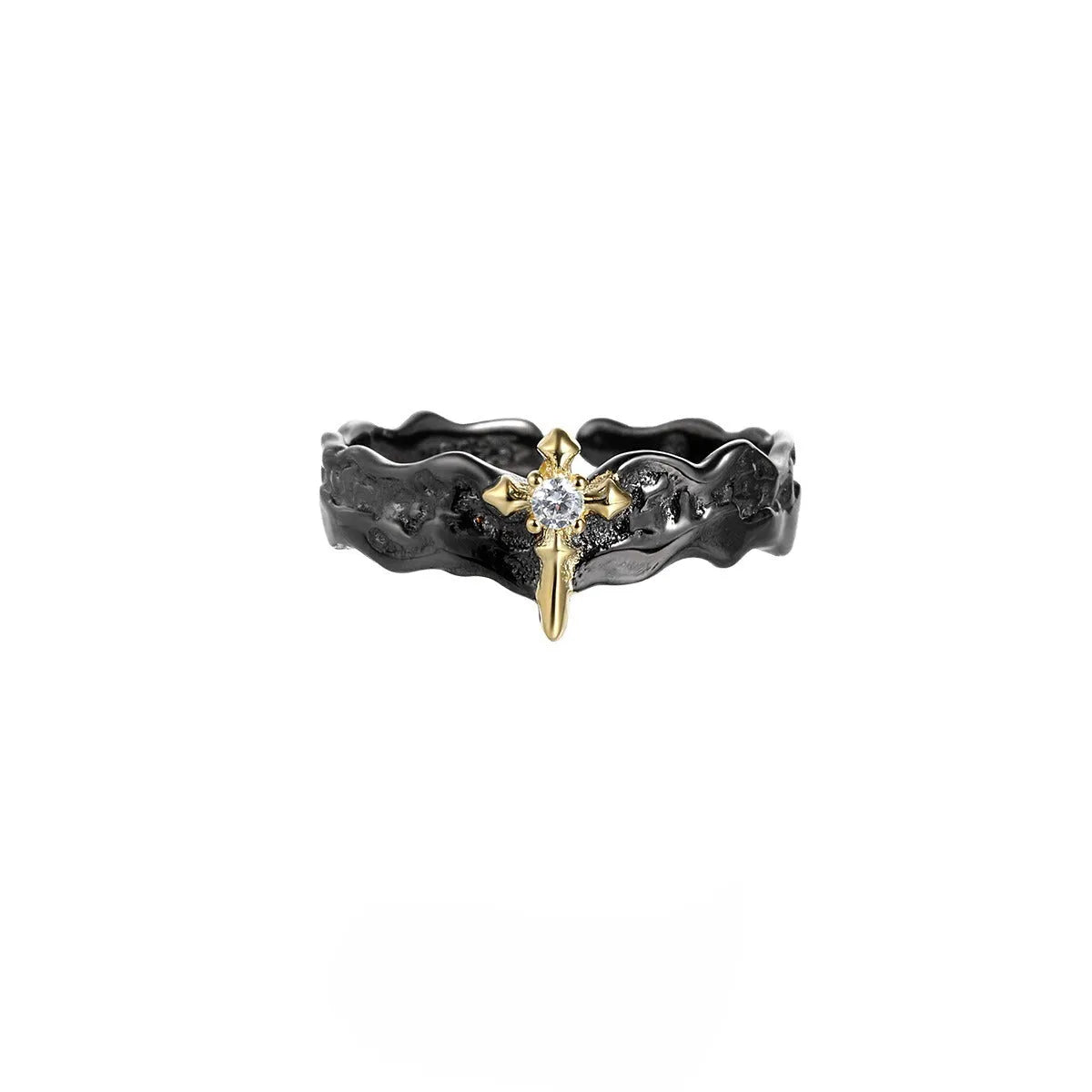 Princess Knight adjustable silver couple ring with electroplated finish in white gold or black gold colour option