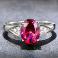 Women's red and blue zircon ring with natural gemstones in heart pattern design