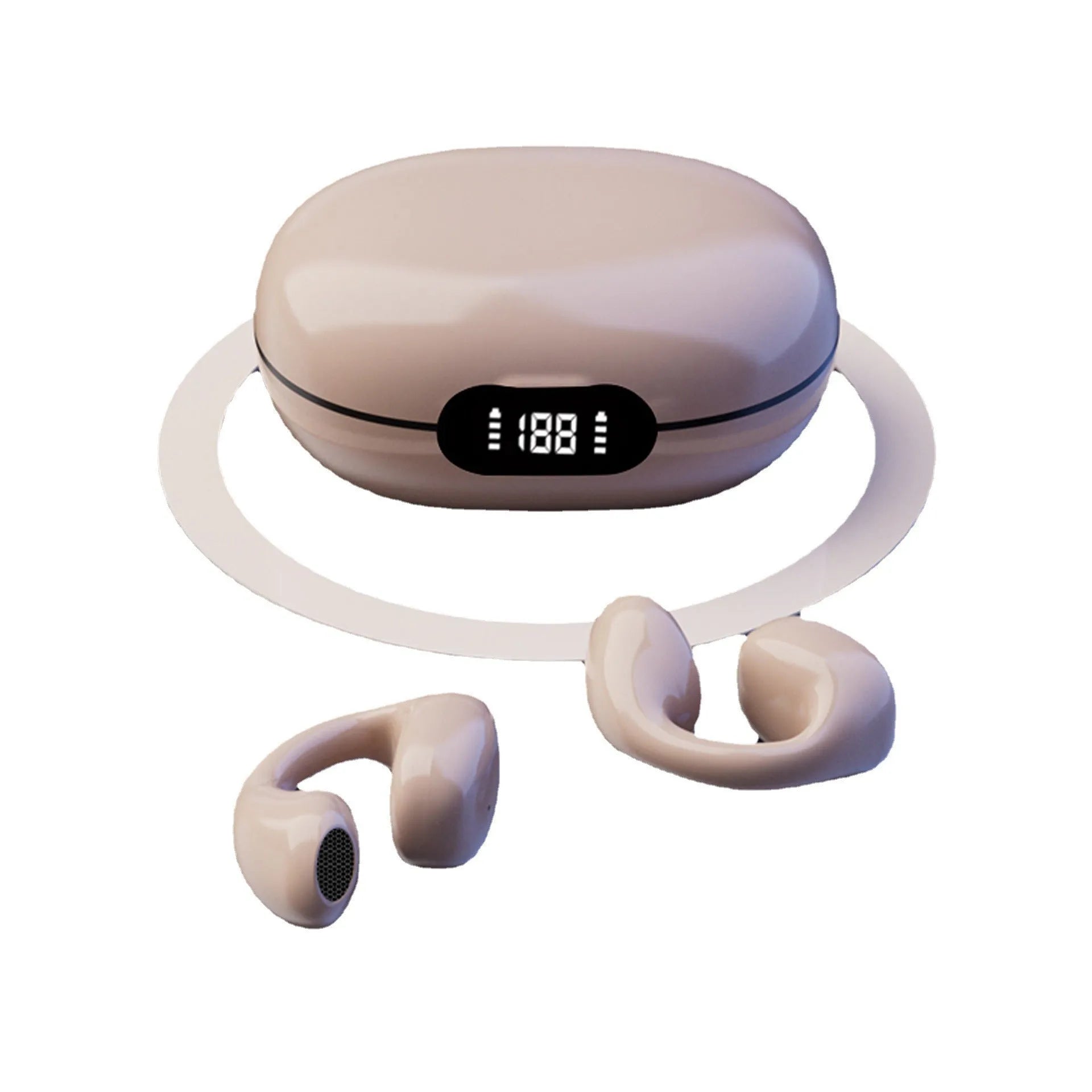 Wireless clip ear bone conduction Bluetooth headset in black with clip ear design and PVS cable