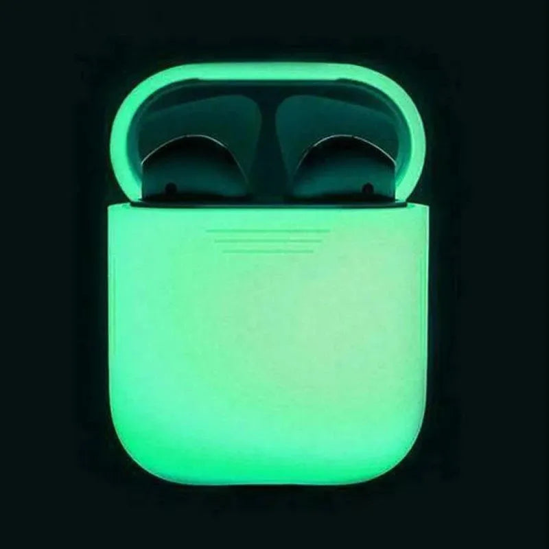 Luminous silicone flip protective case for AirPods showing flip-open design