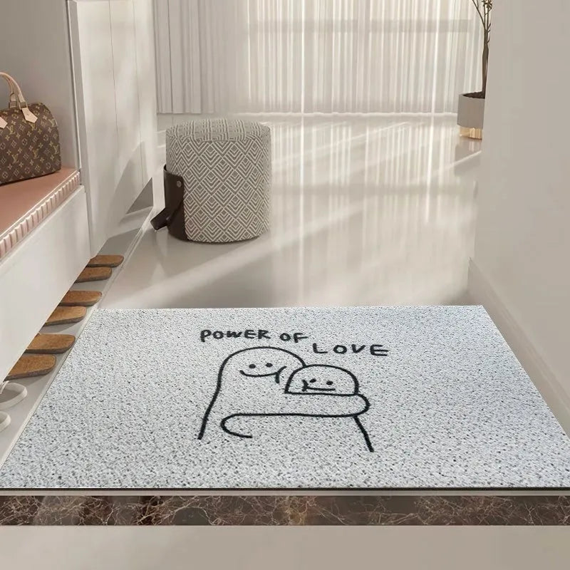 Square PVC floor mat with geometric pattern in Mr. Big Nose colour, shown on a home floor.