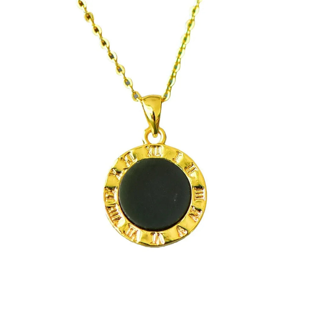 Natural Hetian Jade flat pendant with copper inlay detailing on chain, minimalist contemporary jewellery