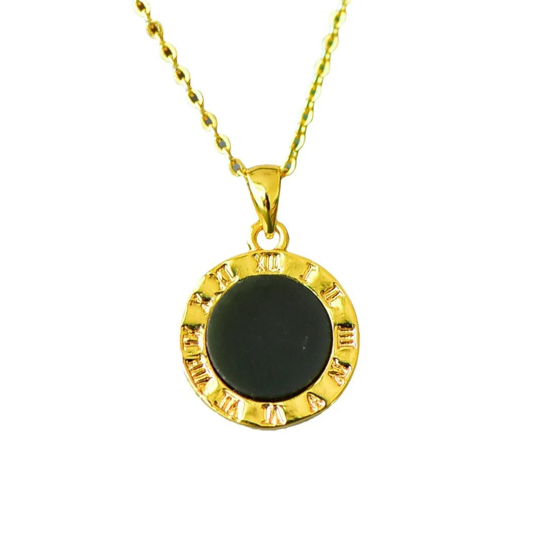Natural Hetian Jade flat pendant with copper inlay detailing on chain, minimalist contemporary jewellery