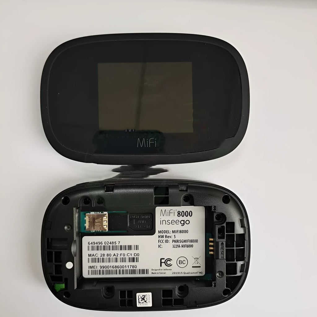 Black Full Network 4G portable wireless router on a white background.
