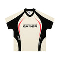Men's loose fit t-shirt with printed colour matching letters design in black or apricot polyester