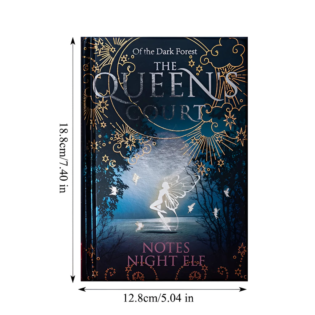 Blue and purple A5 hardcover luminous notebooks open to show full-colour illustrated pages